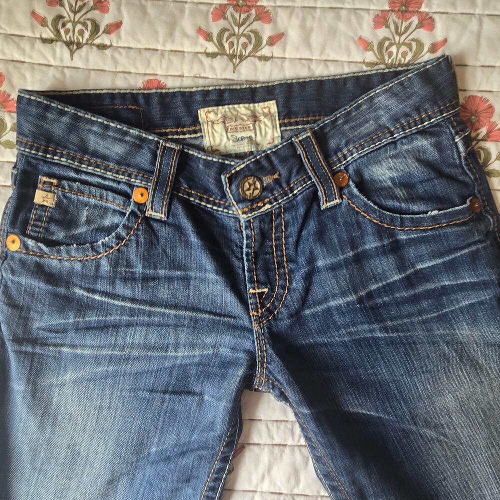 Western Vintage Style Riding Big Star Sophie Boot Cut Blue Women's Jeans 30R - Picture 6 of 11